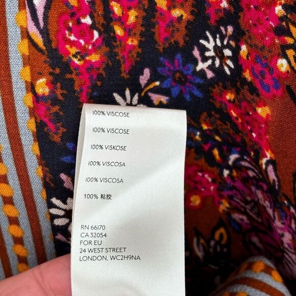 Free People Mix N Match Bohemian Flounce Sleeve Blouse In Burnt Orange Small - Picture 10 of 11